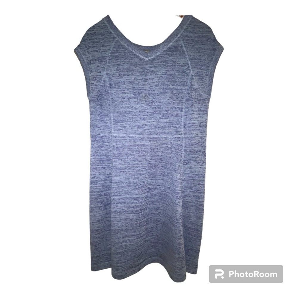 T by Talbots heathered blue cap sleeve knee length V-neck knit dress size M